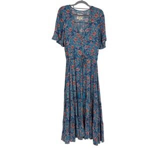 Anthropologie Sunday Mi Amor Floral Tiered Maxi Dress M Boho Tassel Cottage